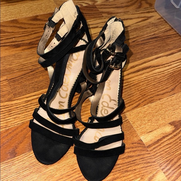 SAM EDELMAN Black Yema Strappy Block Heeled Sandal Size 10 - Picture 2 of 4